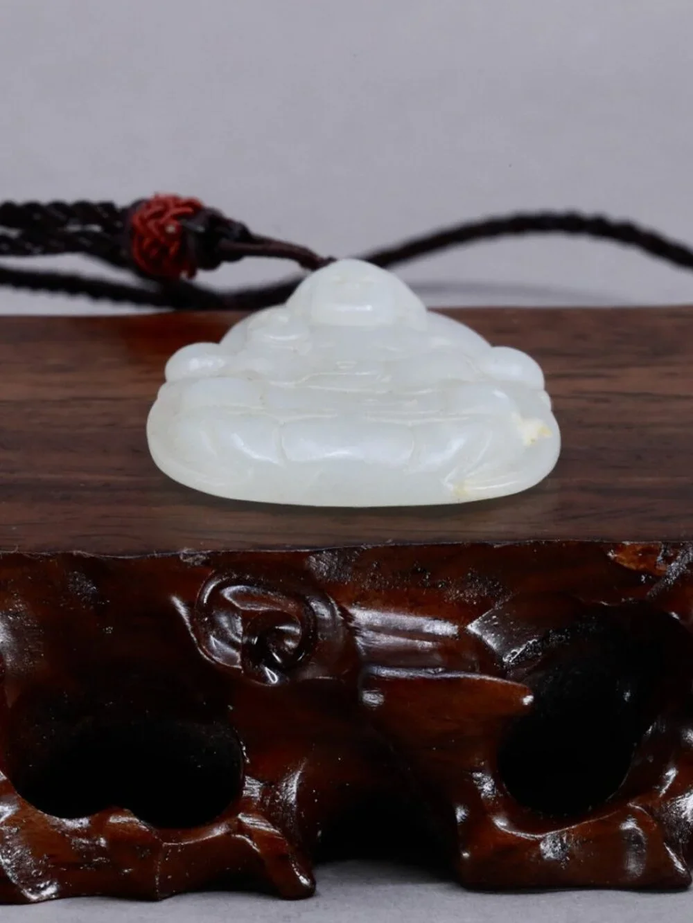 Chinese White Hetian Jade hand-carved Pendant w Guan Yin / Kwanyin